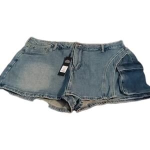 Denim Skort Sz.2X Cargo Pocket Hippie Beach Summer